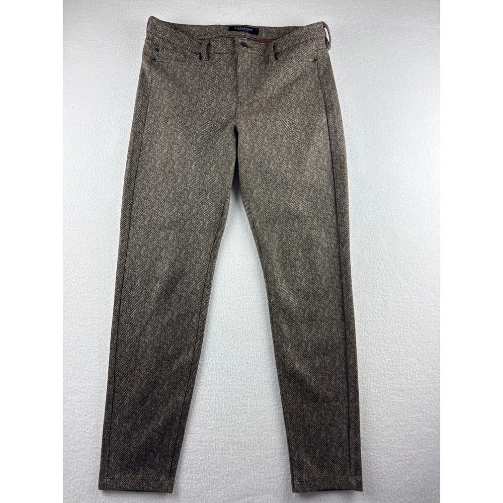 Liverpool Los Angeles Brown Herringbone Trousers‎ Slim Fit Pants Size 10/30